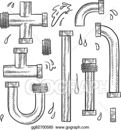 Vector Art - Water pipes and plumbing sketch. Clipart ...