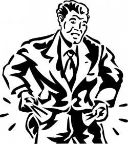 Destitute Executive with Empty Pockets - Vector Image