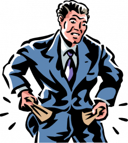 Destitute Executive with Empty Pockets - Vector Image