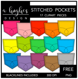 FREE Stitched Pockets Clipart {A Hughes Design}