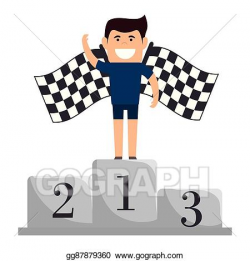 Clip Art Vector - Avatar man in podium first place. Stock ...