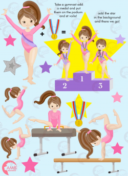 Gymnastic Girls clipart, Gymnast mini bundle, Gymnast ...