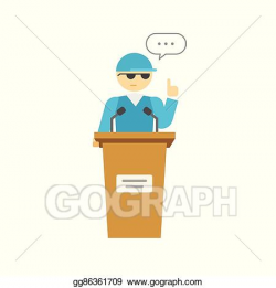 Vector Illustration - Spokesman speaker person on podium ...