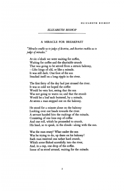 A Miracle for Breakfast by Elizabeth Bishop | Poetry Magazine