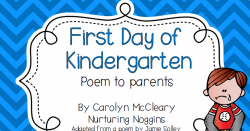 Nurturing Noggins: First Day of Kindergarten Poem to Parents