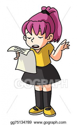 Vector Art - Girl poetry reading. Clipart Drawing gg75134789 ...