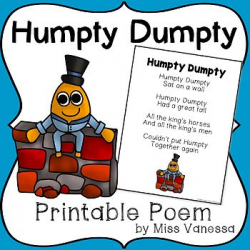 Humpty Dumpty Nursery Rhyme Printable Poem | FREEBIES on TPT ...