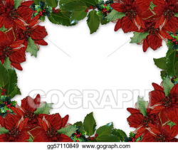 Clipart - Christmas holly poinsettia border. Stock ...