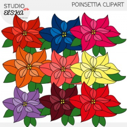 Poinsettia Clipart - Christmas clipart by Studio ELSKA