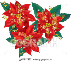 Vector Stock - Christmas poinsettia with golden decorations ...