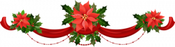 Transparent Christmas Garland with Poinsettias PNG Clipart ...