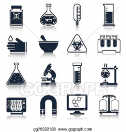 Vector Art - Laboratory equipment icons black. Clipart ...
