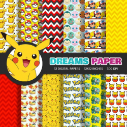 Pokemon 1 - Digital Paper + Free Clipart | Products ...