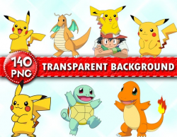 Pokemon Clipart, Pokemon PNG Files, Pikachu Clipart, Pokemon Characters,  Transparent Background, Instant Download