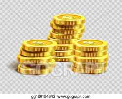 Vector Art - Gold coins pile or golden dollar coin money ...