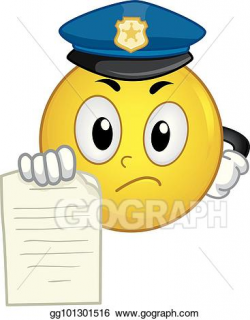 Vector Art - Mascot smiley police ticket illustration. EPS ...