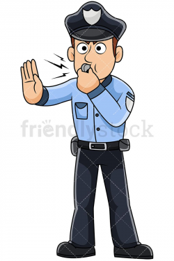 Male Police Officer Blowing Whistle And Asking Someone To ...