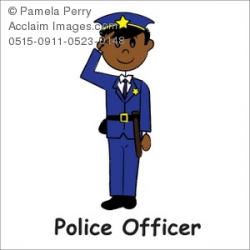 Clip Art Illustration of a Stick Figure- Ethnic Police Officer