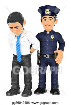 Clip Art - 3d policeman arresting a thief. white collar ...