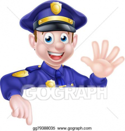 Clip Art Vector - Cartoon policeman pointing. Stock EPS ...