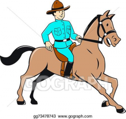 Vector Stock - Mounted police officer riding horse cartoon ...