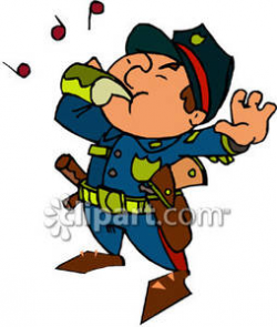 A Police Officer Blowing a Whistle Royalty Free Clipart Picture