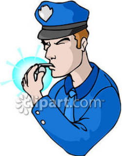 A Policeman Blowing His Whistle Royalty Free Clipart Picture