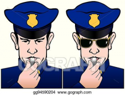 Clip Art Vector - Whistling policeman. Stock EPS gg94590204 ...