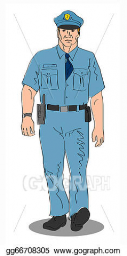 Stock Illustrations - Policeman police officer walking ...