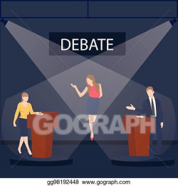 Vector Art - Two politician debate on stage podium public ...