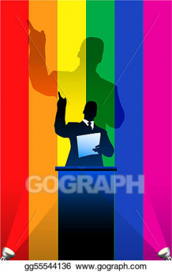 Vector Clipart - Gay pride flag with political speaker ...