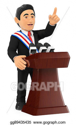 Drawing - 3d politician giving a speech of investiture ...