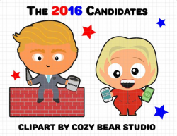2016 Election Clipart - Presidential Candidates, Donald Trump, Hillary  Clinton, Republican, Democrat, Politics, Instant Download, funko