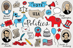 Political Clipart - Voting clip art, republican democrat clipart, hand  drawn illustration, USA American politics, Historical Figures