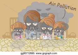 EPS Illustration - Cartoon family with air pollution. Vector ...