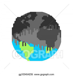 Vector Art - Pollution of earth. plant and smoke. black ...