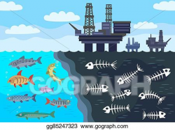 Vector Illustration - Sea water pollution by oil. EPS ...