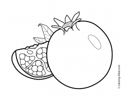 Pomegranate fruits coloring pages for kids, printable free ...