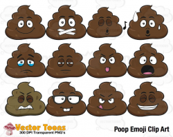 Poop Emoji Clip Art, Digital Clipart, Digital Graphics