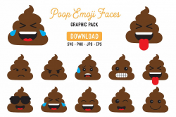 Poop Emoji Vector Clipart Pack - Poop Emoji Graphic