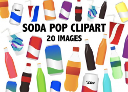 SODA POP CLIPART - soft drink beverages digital clip art icons - soda cans,  pop bottles, diet soda, coke clipart fountain soda