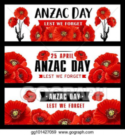 Vector Art - Anzac remembrance day banner with red poppy ...
