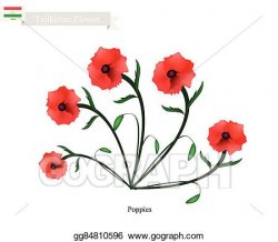 Vector Art - Red poppies, the popular flower of tajikistan ...