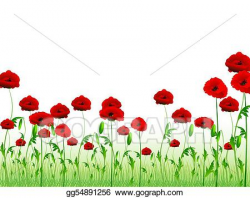 Vector Stock - Green poppy field with copy-space. Clipart ...