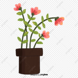 Flowers In Cartoon Pots, Cartoon, Plant, Ornament PNG ...