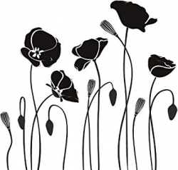 Row of Poppies Poppy Flowers Wall Stickers Wall Art Decal 02 ...