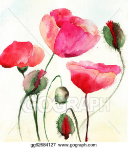 Stock Illustration - Stylized poppy flowers illustration ...