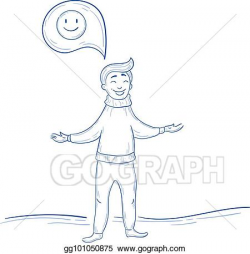 Vector Stock - Man thinking positive. smile happy thought ...
