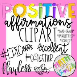 Positive Affirmations Clipart (Hand Drawn/Hand Lettered Clipart)