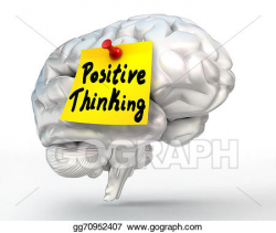 Drawing - Positive thinking note paper on brain. Clipart ...